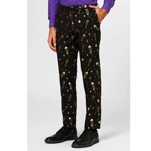 Opposuits Fancy Fireworks Black & Gold Patterned Dress Pants Men's Size 38 Party